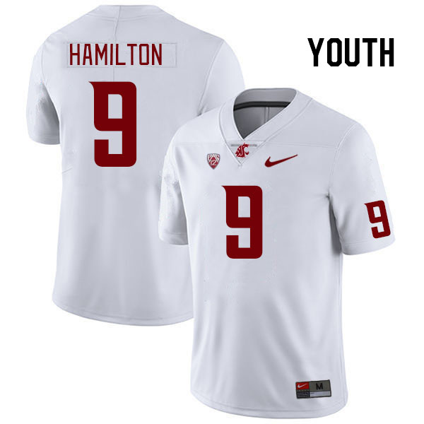 Youth #9 Isaiah Hamilton Washington State Cougars College Football Jerseys Stitched Sale-White - Click Image to Close